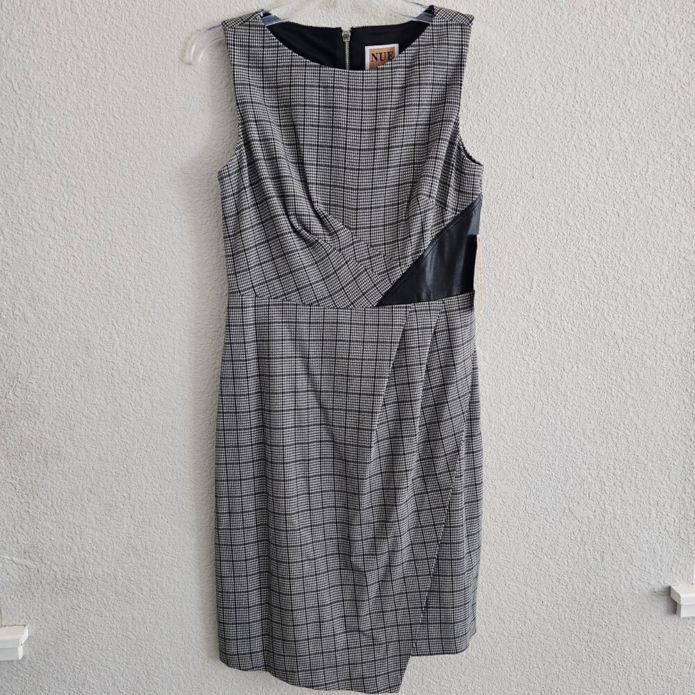 NWT | Nue by Shani Sleeveless Dress Gray Black Windowpane Houndstooth Size 6